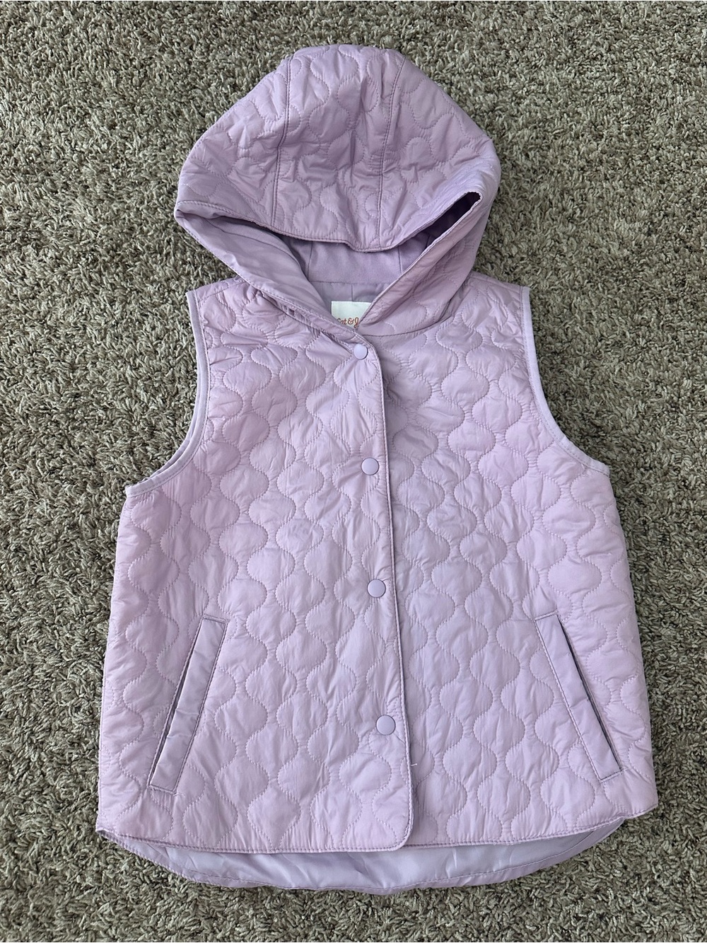 Cat & Jack Quilted Hooded Vest in Lavender Pink